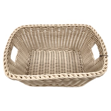 HOLA 和樂家居 奧可利 霧紋手工編織提把置物籃  M  斜邊奶茶  1個