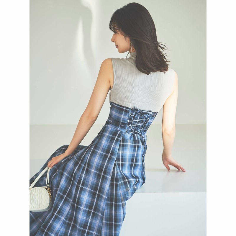 公式 Dazzlin ダズリン チェックノースリーブコルセットワンピース 通販 Lineポイント最大1 0 Get Lineショッピング