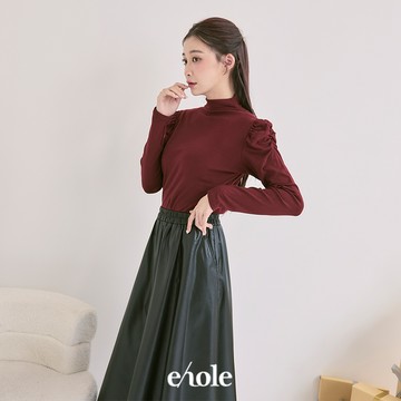 宮廷袖附鍊小立領棉T