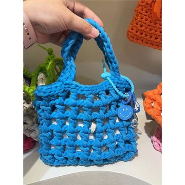 春夏粗毛線小鏤空掛飾手拎包包