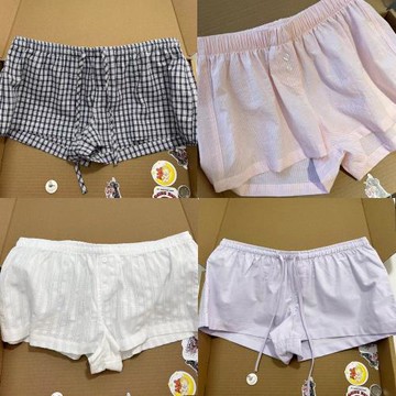 Brandy美式休閑松緊腰寬松海邊出游短褲BM系帶平角褲熱褲家居褲女