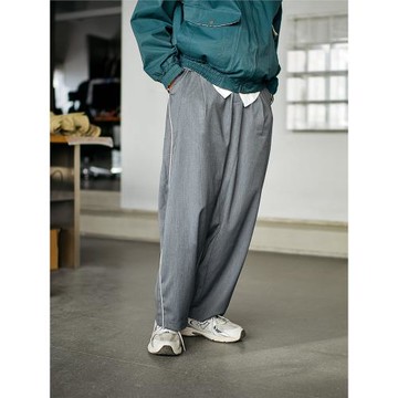 【249元任選三件】灰色寬松西裝褲子男2024春秋休閑闊腿褲潮流