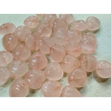 遇見～天然水晶 粉晶 上下通孔 愛心粉晶 串珠 配件 隨意扣