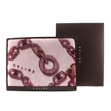 CELINE 經典鎖鏈LOGO保暖絨毛蓋毯(大)-紫紅色
