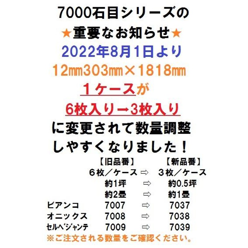 7000石目シリーズ 東洋テックス ダイヤモンドフロアー 床材 約1畳×２