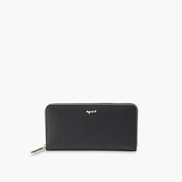 agnes b.Voyage 皮革 長夾 黑色