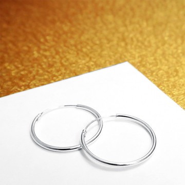圈式/C型耳環 圓形(25mm) 925純銀耳環-64DESIGN