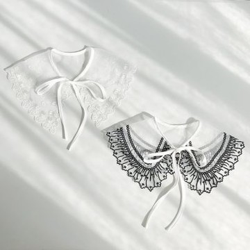 [巴黎精品] 現貨+預購 假領子襯衫領片-網紗繡花綁帶小披肩女裝配件2色a1gg55