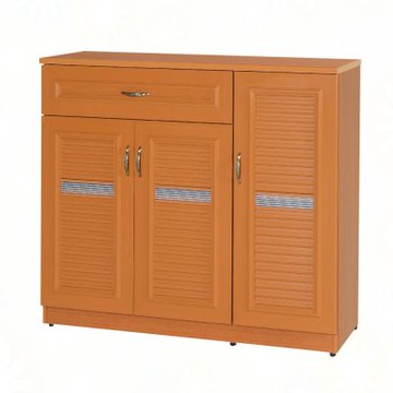 文創集-南亞塑鋼    尼亞 南亞塑鋼4尺三開門單抽百葉鞋櫃-120.7x37x107cm免組