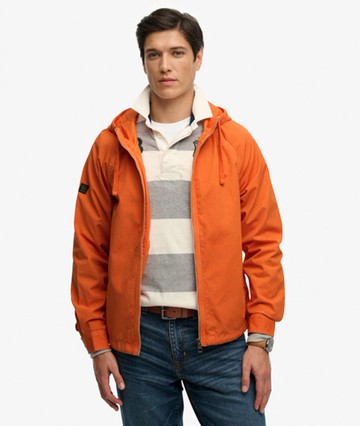 Superdry Men's Hooded Washed Twill Jacket Orange Size: L