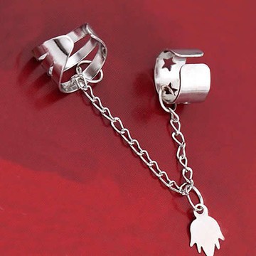 B1171 無耳洞耳夾 雙耳洞 垂墜式 楓葉耳環 鏈條耳夾 葉子耳墜耳鏈 不用耳洞 夾式耳鏈 耳骨夾 中性款