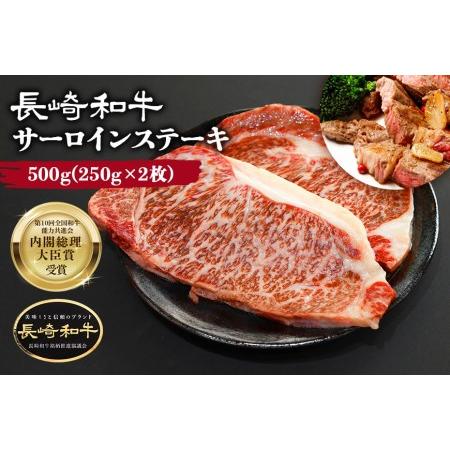 ふるさと納税 肉 長崎和牛 サーロイン ステーキ 250g×2枚 計500g 牛肉 極上 赤身 国産牛肉 バーベキュー 冷凍   サンクスラボ   長崎県 雲.. 長崎県雲仙市