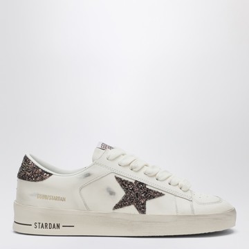 Stardan sneaker in white leather and brown glitter
