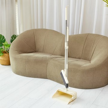 陽光 不鏽鋼站立式掃帚組 奶油色 掃把尺寸28x100cm 畚箕尺寸29x105cm 重量700g  1組