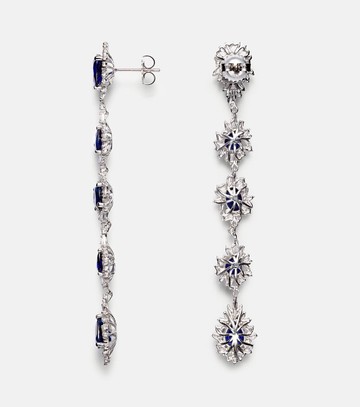 Suzanne Kalan 18kt white gold drop earrings with sapphires and diamonds