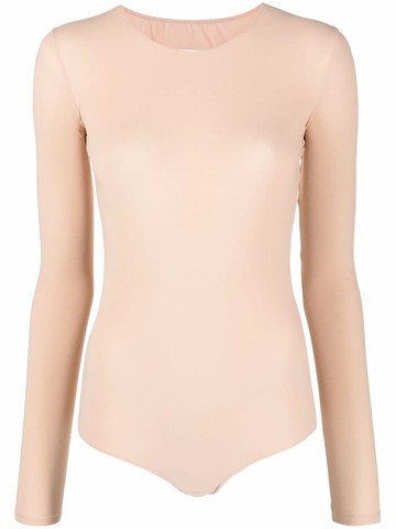 MM6 Maison Margiela - long-sleeved stretch-fit bodysuit - women - Spandex/Elastane/Polyamide - L - Neutrals