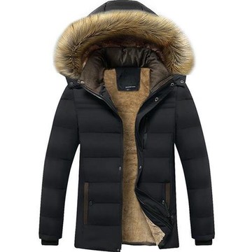 【巴黎精品】現貨+預購 抗寒防風羽絨棉外套加絨夾克秋冬上衣大碼-一體毛帽加絨棉服男外套3色a1ly41