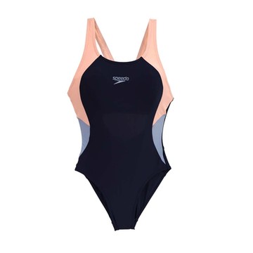 SPEEDO 女運動連身泳裝-泳裝 游泳 競賽 SD81294415758 丈青粉橘灰