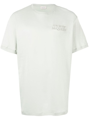 Alexander McQueen - logo-embroidered cotton T-shirt - men - Viscose/Polyester/Cotton - M - Green