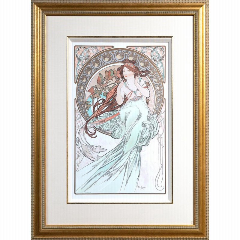ミュシャ 『四芸術 詩』 リトグラフ 1898年 24x40cm 複製画 高