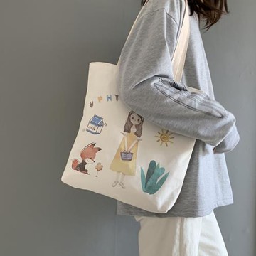 2024新款 ins單肩帆布包女學院風原創布袋包日系學生包包新款斜挎