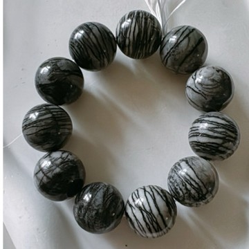 拾悦手作材料/隨機出不挑選/約19-20mm左右天然非洲黑網絡石手串手珠半成品/串珠DIY/配珠配飾/台灣現貨出貨不用等