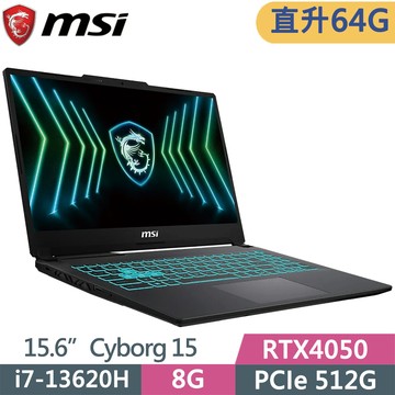 MSI Cyborg 15  Black Edition A13VE-2468TWNN(i7-13620H/32G+32G/512G SSD/RTX4050/15.6/W11)特仕