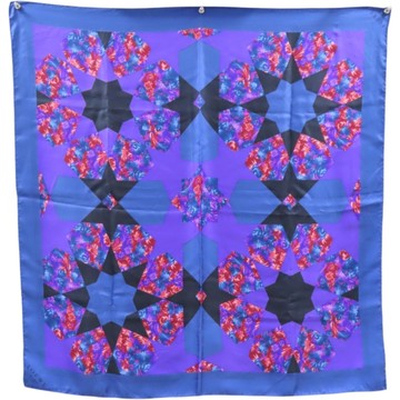 LOEWE 羅威 藍/紫色 絲綢 絲巾 90x90 【二手名牌BRAND OFF】