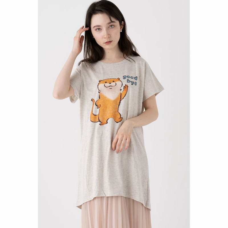 可愛い嘘のカワウソ Good Bye ワンピース オートミール 通販 Lineポイント最大5 0 Get Lineショッピング