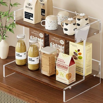 【含稅/免運】 茶包收納盒茶水間咖啡膠囊置物架辦公室吧臺雙層零食茶葉整理柜子