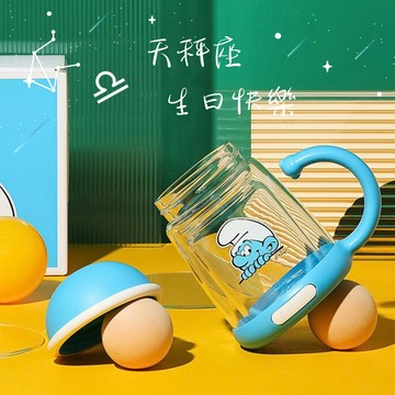 雙層守護🍵安心上手【BEDDY BEAR 杯具熊】宇宙熊雙層藍色小精靈玻璃杯 320ml｜聯名玻璃杯 泡茶水杯 茶葉沖泡 耐熱耐冷 辦公室 居家生活 生日禮 職場禮 天秤座