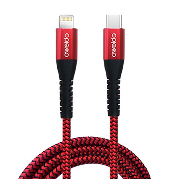 OWEIDA 歐威達 MFI認證 Type-C-Lightning 5A快充編織漁網線  紅色  150cm  1條