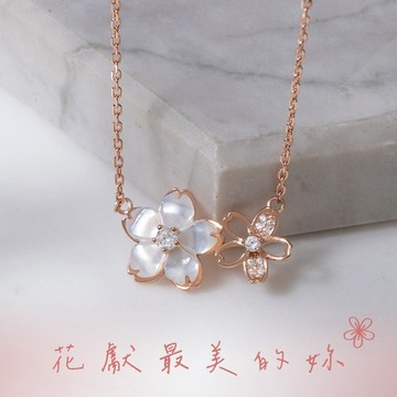 [925純銀]MARIGOLD雙生共舞櫻花盛放項鍊