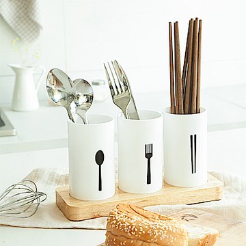 E.City_歐風木底餐具3格收納組