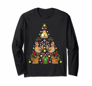 鶏 クリスマスツリー クリスマス農家プレゼント 長袖Tシャツ