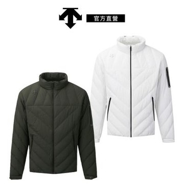 【DESCENTE】GOLF 迪桑特 男士 高爾夫立領羽絨外套(卡其色/白色)