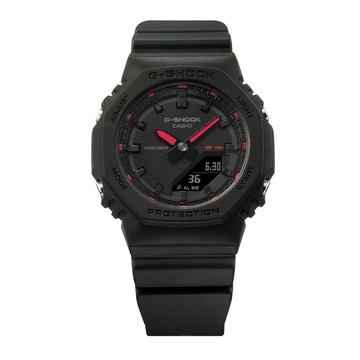 CASIO G-SHOCK 個性酷黑 螢光紅點綴 搶眼奪目 簡約纖薄 八角形錶殼 GMA-P2100SA-1A1_40.2mm