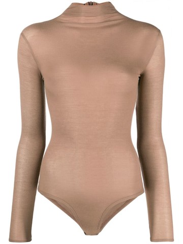 Atu Body Couture - long-sleeve bodysuit - women - Spandex/Elastane/Cotton - M - Neutrals
