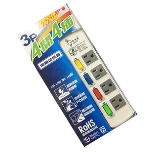 spirit 台灣製~ 4開4插 過載保護電腦延長線 6尺 PKK-344A