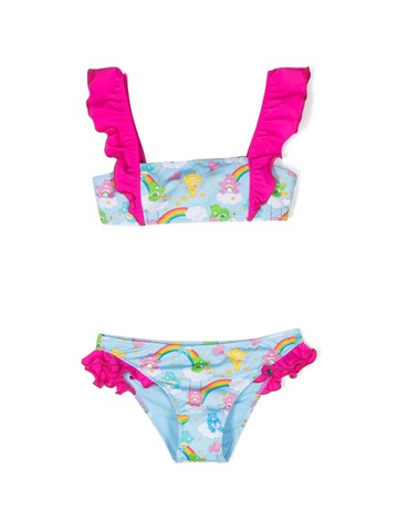 MC2 Saint Barth Kids - unicorn-print ruffle-detail bikini - kids - Elastane/Polyester/Polyamide/Elastane - 2 yrs - Blue