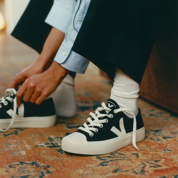 法國 VEJA 經典小白鞋 WATA II 低筒帆布款 黑 女 - 女 EUR 38 (US 7)