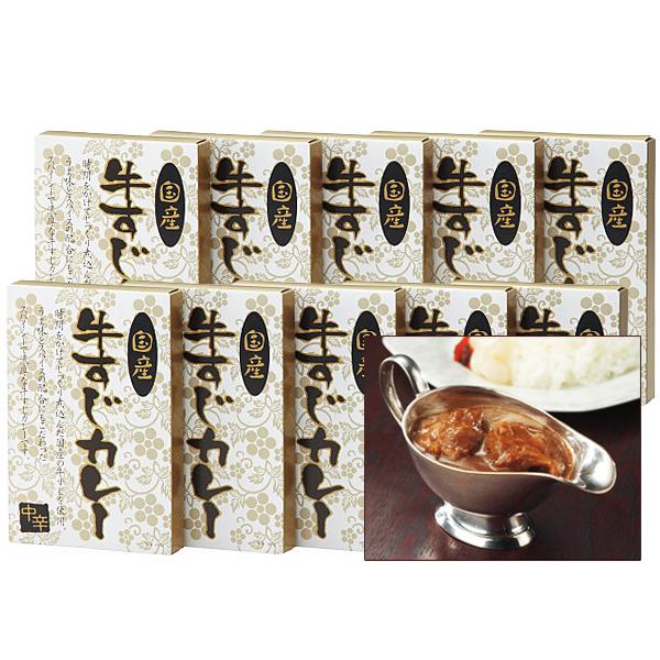 国産牛すじカレー中辛 10食 国産牛すじカレー180g×10 レトルト KGS-50 内祝い お祝い 返礼品 贈答 進物 ギフトプレゼント 税率8％