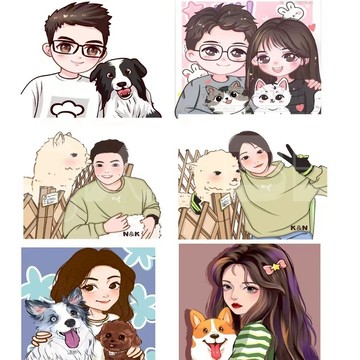 似顏繪訂製 手繪 寵物q版 動物 漫畫 畫像 定制 貓貓咪 狗狗 照片轉卡通 插畫 設計 約稿