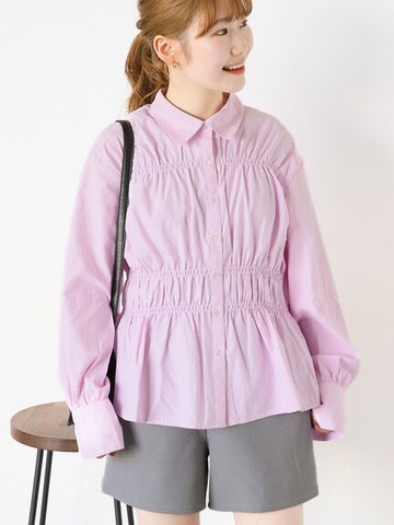 特色雙抽褶輪廓造型長袖襯衫(FF41L0A1280) - ehka sopo