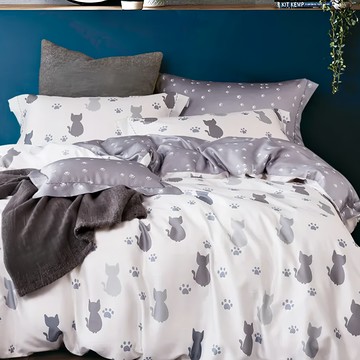 貝淇小舖 40支100%純天絲 鋪棉床罩七件組  加大  喵遊太空