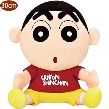 蠟筆小新絨毛娃娃玩偶抱枕紅衣坐姿款30公分 04097(生日禮物 聖誕節)【卡通小物】