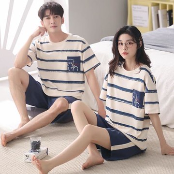 情侶睡衣夏季純棉短袖大碼薄款韓版可愛男女生可外穿夏款家居服潮