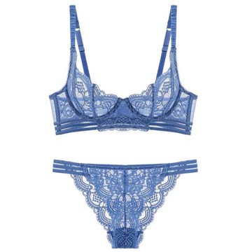 女人的秘密歐美超薄法式蕾絲邊鋼圈舒適女性感透視文胸罩內衣套裝