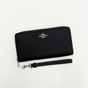美國百分百【全新真品】COACH 皮夾 CR623 長夾 皮革 專櫃精品 錢包 logo 素面 黑色 DA36
