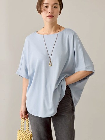 涼爽觸感後褶襉圓弧開衩下擺長版衣(0H000430900) - AMERICAN HOLIC